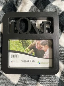 Unique Photo Frame Black Resin "LOVE" Theme~Holds One 4”X 6”Picture~Wall Decor - Picture 1 of 3