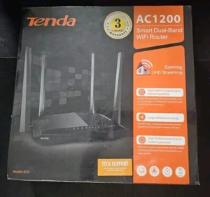 Tenda AC6 Roteador Wireless AC 1200mbps 4 Antenas Smart Dual Band Wi-Fi Router - Picture 1 of 6