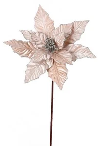 24" Champagne Glitter Edge Velvet Poinsettia/Holiday Decor/Christmas Decorations - Bild 1 von 1