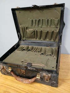 VINTAGE BELL SYSTEM B TELEPHONE LINEMAN TOOLBOX VULCANIZED LEATHER CASE INSERTS - Picture 1 of 16
