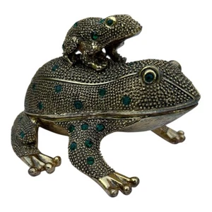 Bombay Co. Brass Green Frog Trinket Box Magnifying Glass Letter Opener Desk Set - Picture 1 of 12