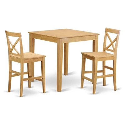 East West Furniture Pub 3-piece Traditional Wood Dining Room Set in Oak - Image 1 of 4