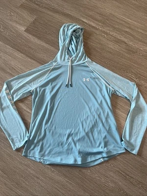 Camiseta deportiva Under Armour UA para mujer L Velocity 1355646 con capucha manga larga verde azulado Foto 1 de 4