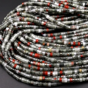 Cuentas espaciadoras de disco Heishi de piedra de sangre africana natural de 2x4 mm para hacer joyas hágalo usted mismo - Imagen 1 de 9