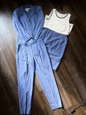 Conjunto de traje de 4 piezas vintage Escada Margaretha Ley 40 (10) lana y seda 91830 Foto 1 de 4