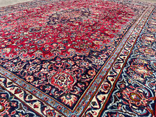 9x12 ANTIQUE RED ORIENTAL RUG BIG HAND-KNOTTED WOOL HANDMADE vintage blue 9x13