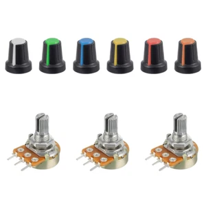 3x Potenciometro B1M ohm lineal 0,5w 15mm + 6x Perilla knob colores - Imagen 1 de 9