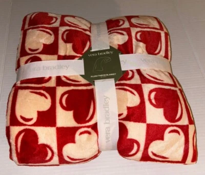 Vera Bradley Cobertor de Lã de Pelúcia Gráfico Coração Corações Dia dos Namorados Novo com etiquetas - Imagem 1 de 4
