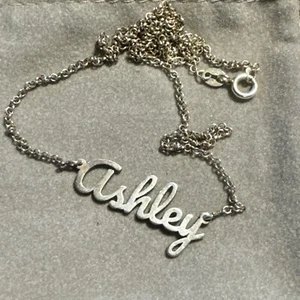 Striking Sterling 925 Name Plate "Ashley" Necklace ASHLEY - Picture 1 of 2