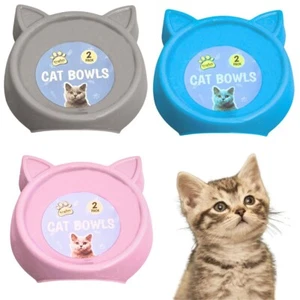 Paquete de 2 cuencos de plástico para gatos - linda cara y orejas de gato - alimento para mascotas alimentador de agua vendedor del Reino Unido - Imagen 1 de 9