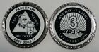 AA Bill and Bob 3 year Black/White Rope Edge Sobriety Coin Chip 1 3/4"