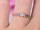 1Ct Round Cut Simulated Multi Color Engagement Ring 14K Rose Gold Plated Silver