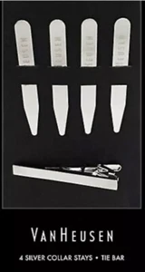 Van Heusen 4 Silver Collar Stays + Tie Bar - Free Shipping - Picture 1 of 1
