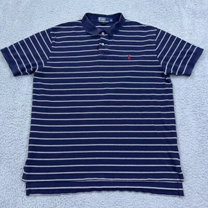 Vintage Polo Ralph Lauren Polo Shirt Blue Striped Embroidered Red Pony Size XL - Picture 1 of 9