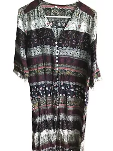 LightWeight Boho Spring Dress Hippie Peasant adj waist size 14 12 boho L XL - Picture 1 of 9