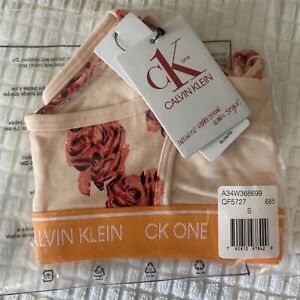Calvin Klein CK One Cotton Bralette - Women's Small Floral Pattern Orange