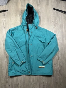 Vintage Cabelas GoreTex Nylon Hooded Teal Windbreaker Jacket Womens Sm USA Made - Picture 1 of 8