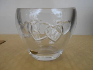 Teleflora 24% Lead Crystal Oval Shape Vase Candy Dish Entwined Heart Pattern - Picture 1 of 8