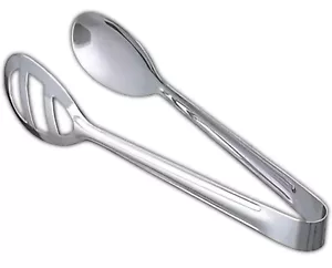 STAINLESS STEEL MULTI PURPOSE KITCHEN FOOD SALAD ICE SERVING TONG TONGS 19CM UK - Picture 1 of 4