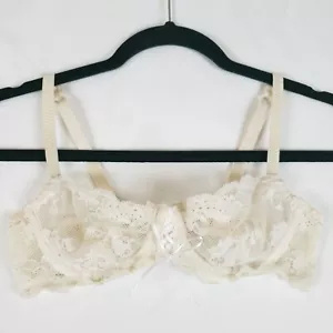 Vintage Victoria's Secret Dream Angels ungefütterter BH 34B alle Spitze beige 1992 *fleckig - Bild 1 von 14