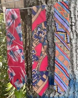 Juego de 3 corbatas vintage para hombre Johnny Carson Oscar DeLarenta años 80’s Foto 1 de 4