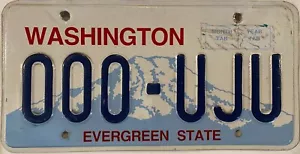 TRIPLE DIGIT 0 license plate 000 repeating number UJU WA 000 - Picture 1 of 7