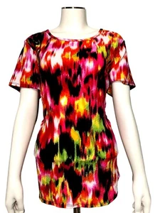 American City Wear Multi Color Psychedelic Colored Casual Blouse Size Large - Picture 1 of 7