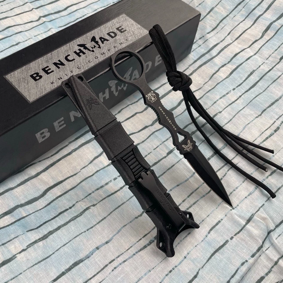 Nuevo cuchillo de hoja fija recubierto negro funda negra SOCP Dagger 176BK hecho en banco Foto 1 de 4