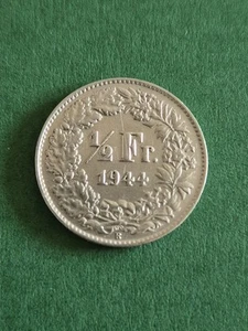 Münze Schweiz, 1/2 Franken, 1944, Silber - Bild 1 von 2