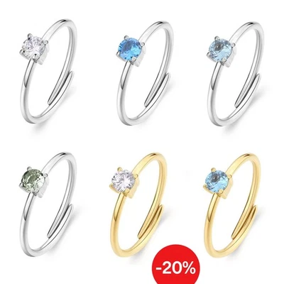 Anello Solitario Donna Sagapo Regolabile Acciaio con Zircone Vari Colori SDZ - Immagine 1 di 4