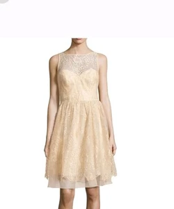 Theia Sleeveless IllusionNeck Hem Lace Dress MSRP $599 - Picture 1 of 3