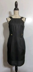 Adrienne Vittadini Size 6 Square Neck Sleeveless Knee-Length Black Dress Pockets - Picture 1 of 13