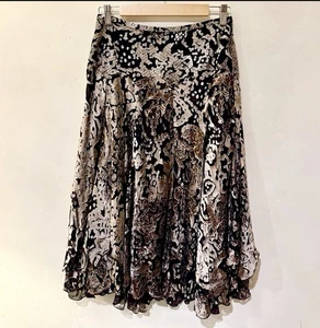 Vintage Anne Klein Y2K Silk Ethereal Woodsy Burnout Skirt Tattered Mori Kei Sz 2 - Picture 1 of 17