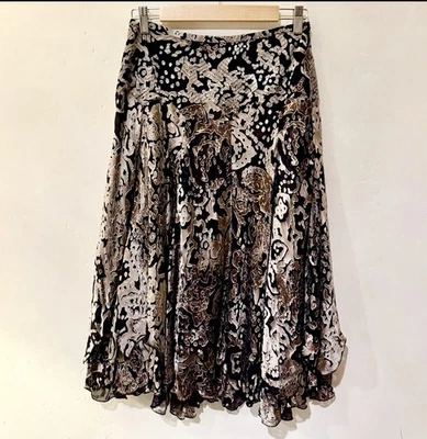 Vintage Anne Klein Y2K Silk Ethereal Woodsy Burnout Skirt Tattered Mori Kei Sz 2 - Image 1 of 4