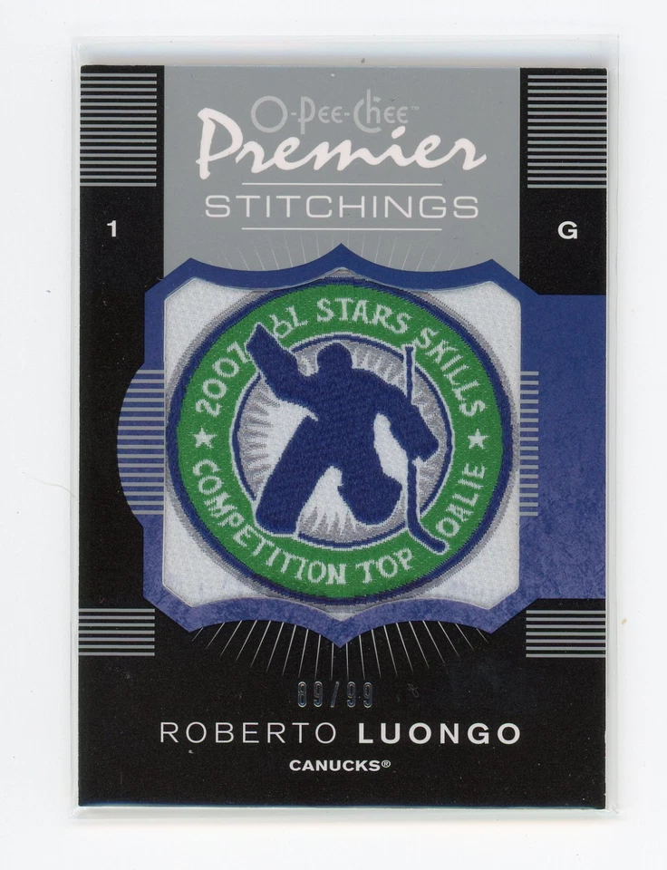 2008-09 O-Pee-Chee Premier Premier Stitchings /99 Roberto Luongo HOF Patch - Image 1 of 1