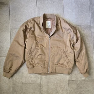 Abercrombie Fitch beige tan nylon FLIGHT JACKET Bomber style jacket M - Picture 1 of 8