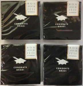 Bonjour Fete "Congrats Grad!" 80 Napkins, 5" Square (4 packs of 20 napkins) - Picture 1 of 7