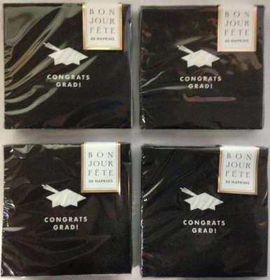 Bonjour Fete "Congrats Grad!" 80 Napkins, 5" Square (4 packs of 20 napkins) - Image 1 of 4