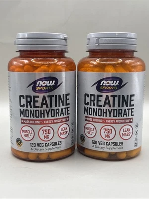 NOW Foods Creatina Monohidrato 750 mg 120 Cápsulas Vegetales Paquete de 2 Exp 11/2027 Foto 1 de 4