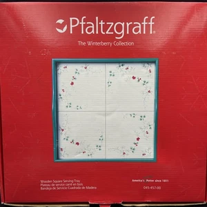 RARE Pfaltzgraff Winterberry Collection Wooden Square Serving Tray Tiles 12” - Picture 1 of 3