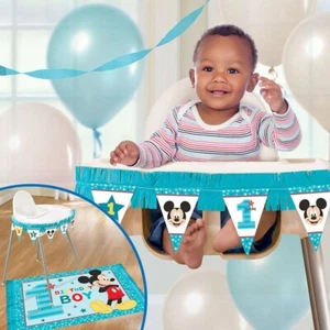 Kit de decoración de silla alta Amscan 241592 1er cumpleaños Mickey Mouse suministros de fiesta - Imagen 1 de 1