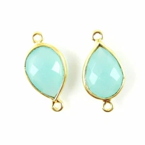 Gemstone Connector - 10x14mm Faceted Teardrop- Peru Chalcedony ( Per 2 Pcs) - Picture 1 of 2