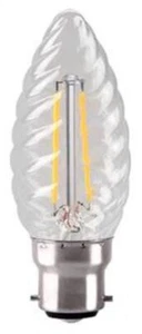 2w LED Twisted Candle, non dimmable, 2700K, B22, 190lm =20w, clear - Picture 1 of 1
