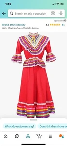 Girls Ethnic Identity Mexican Dress Size 10 - Picture 1 of 4