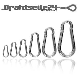 Silberner Karabinerhaken DIN Karabiner Silber Verzinkt 1 2 3 4 5 8 10 20 Stück - Bild 1 von 12