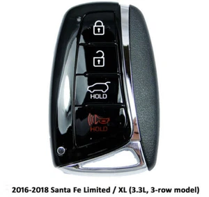 Llave inteligente FOB y llave de inserción para Hyundai Santa Fe Limited 2016 2018/XL 3,3 L - Imagen 1 de 1