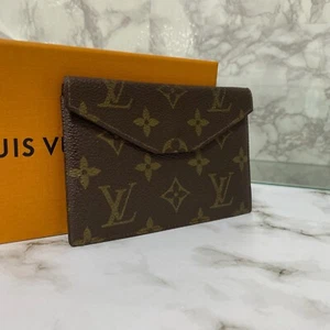 Auth Louis Vuitton Card holder Envelope Wallet leather Monogram Brown - Picture 1 of 9