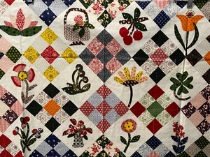 Windham Shelburne Quilt Museum CALICO GARDEN Fabric Reproduction Cheater 23"L - Picture 1 of 3