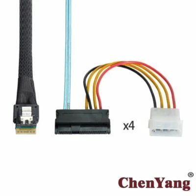 Cable objetivo Chenyang SAS 4.0 SFF-8654 4i 38 pines host a 4 SAS 29 pines SFF-8654 Foto 1 de 4