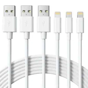 Lot de 3 - Câble Lightning vers USB - Blanc (1 mètre) (certifié MFi) (3 pièces) - Photo 1 sur 2